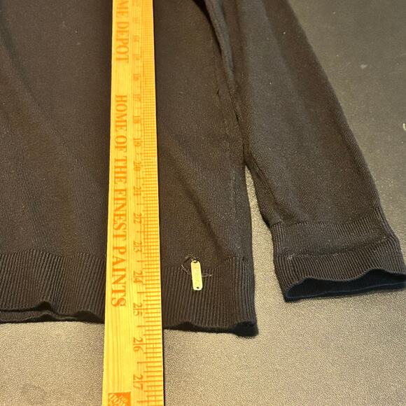 Calvin Klein Black Mock Neck Sweater Gold Button Shoulder Women’s M Pullover - Picture 7 of 8